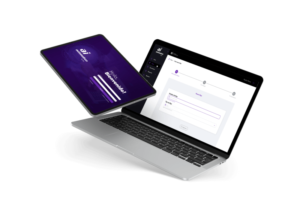 Plataforma de AI Automation, ilustrando la evolución de productos mínimos viables hacia soluciones innovadoras en la transformación digital.