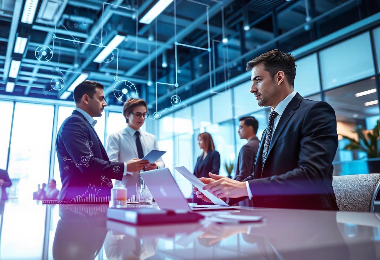 Reflejo de la transformación digital en entornos empresariales, vinculando tecnología y colaboración efectiva.