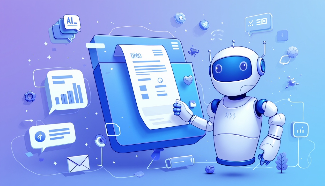 Robot analizando documentos digitales, ilustrando cómo la IA impulsa la transformación y automatización en PYMEs.