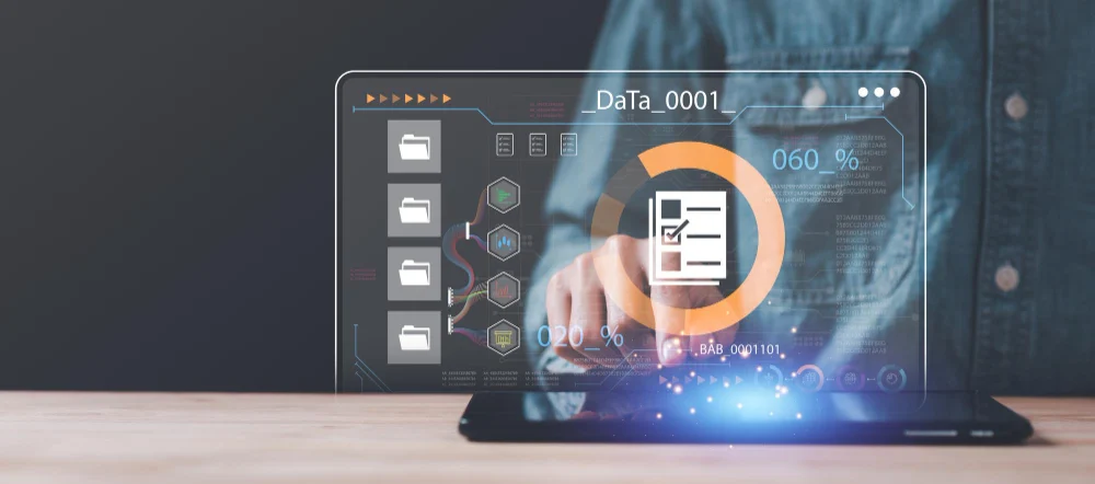 Interfaz digital de low code facilitando la gestión empresarial con herramientas de IA