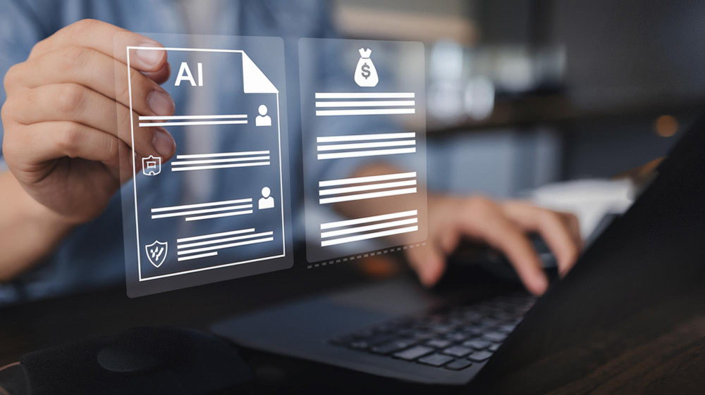 Persona interactuando con interfaz virtual - Cero papel a través de la IA