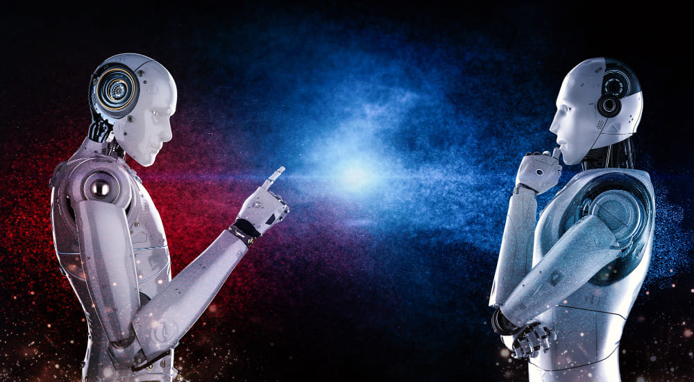 Representaciones de la comparación entre bots e inteligencia artificial