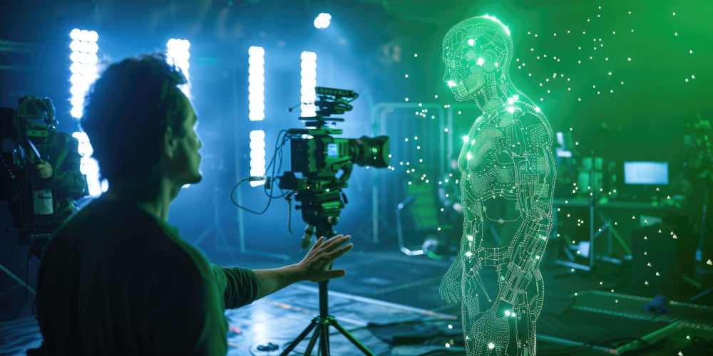 Imagen intervenida que ilustra la presencia de la inteligencia artificial en el cine