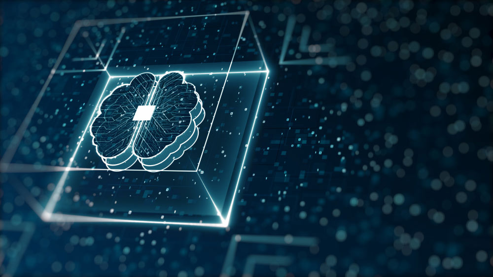 Ilustración digital de un cerebro conectado que simboliza cómo funciona la inteligencia artificial generativa.