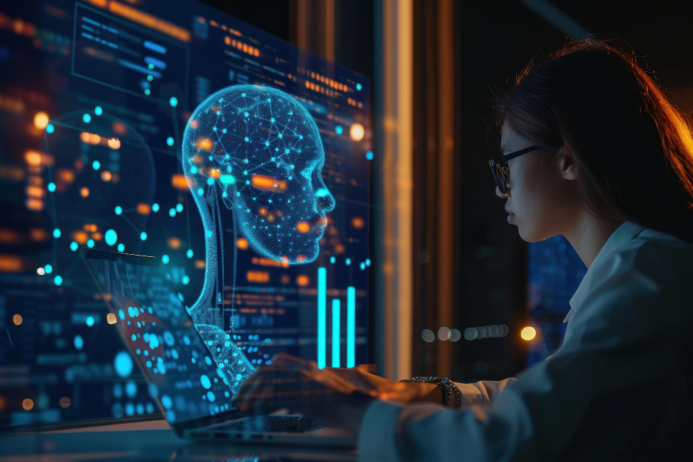 Programadora entrenando un modelo de IA a partir de datos sintéticos