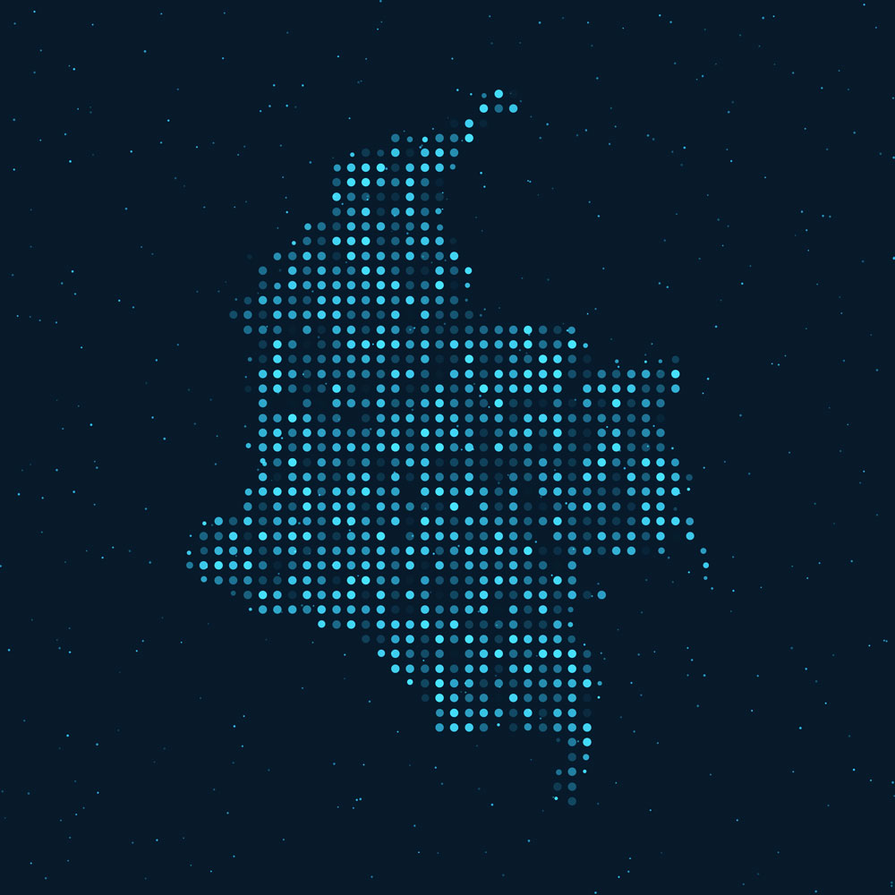Mapa de Colombia mostrado digitalmente