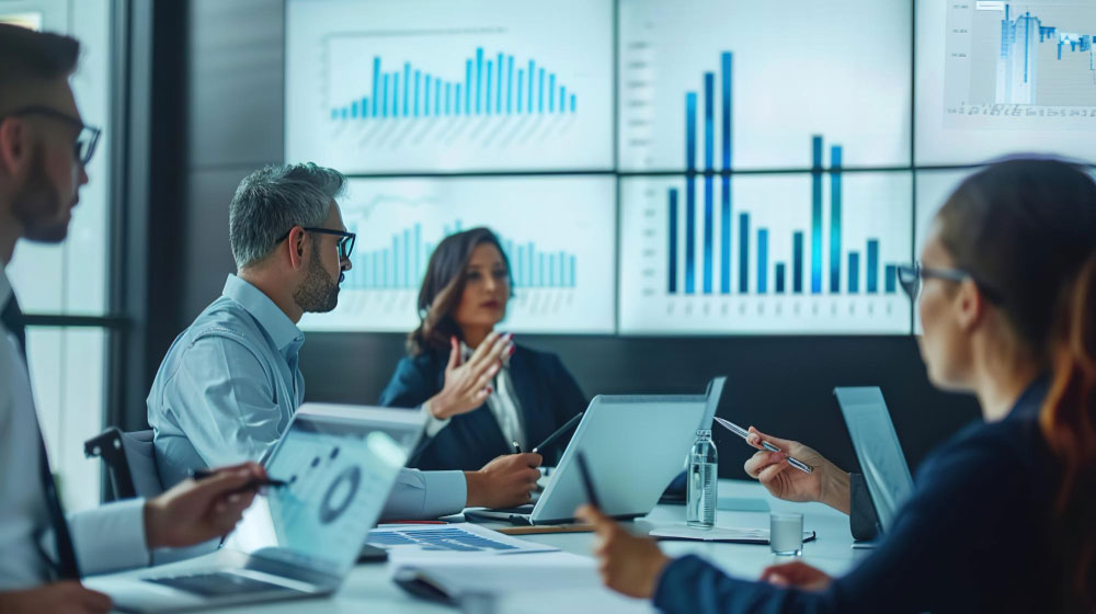 Equipo de trabajo analizando resultados a partir de la integración de la automatización en diferentes sistemas empresariales