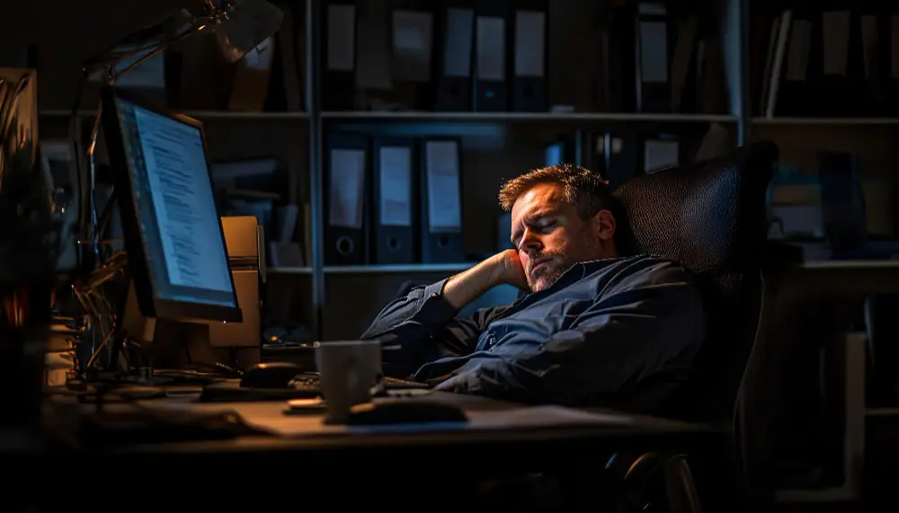 Colaborador exhausto debido al agotamiento laboral