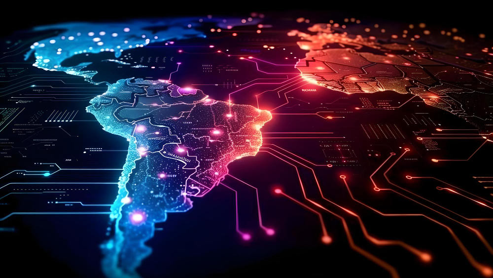 Mapa de Latinoamérica que ilustra el uso de la inteligencia artificial 